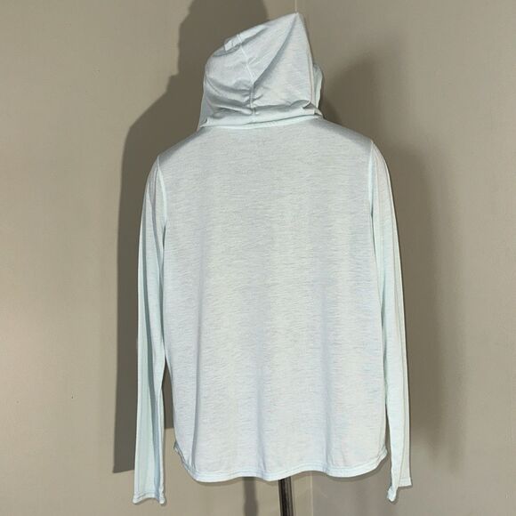 Calvin Klein Performance Wick sz S Women’s Blue Long Sleeve Hooded Tshirt hi-low - Picture 3 of 10